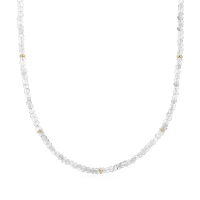 The Lovery White Topaz Bead Necklace In Metallic