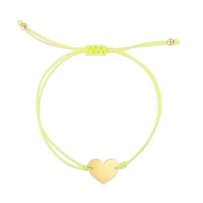 The Lovery Yellow Cord Heart Bracelet In Green