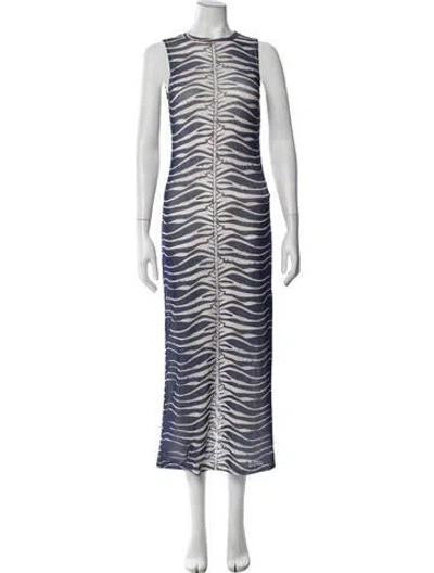 Pre-owned The Lulo Project Animal Print Long Dress In Blue