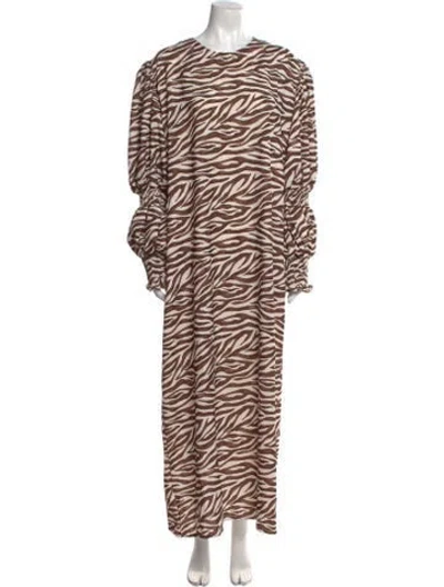 Pre-owned The Lulo Project Animal Print Long Dress W/ Tags In Brown