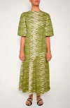 The Lulo Project Armenia Asymmetric Ruffle Maxi Dress In Green