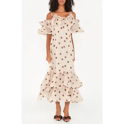The Lulo Project Barefoot Ruffle High-low Maxi Dress In White