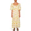 The Lulo Project Cielo Ruffle Hem Maxi Dress In Pink
