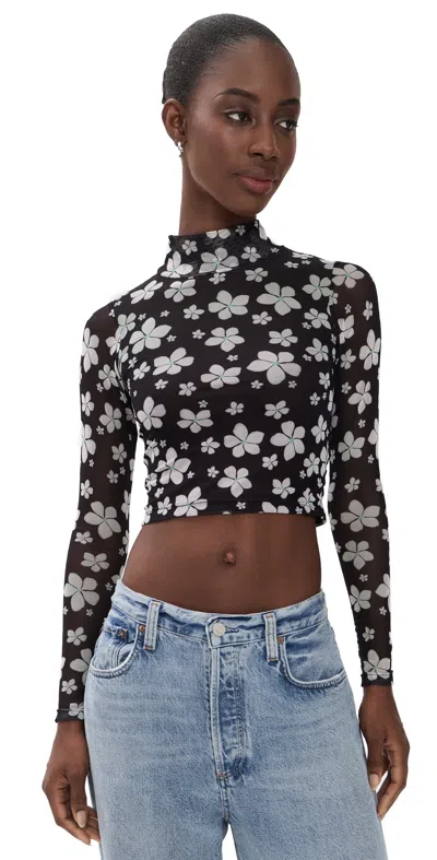 The Lulo Project Cozy Mesh Top Garden Of Five Black