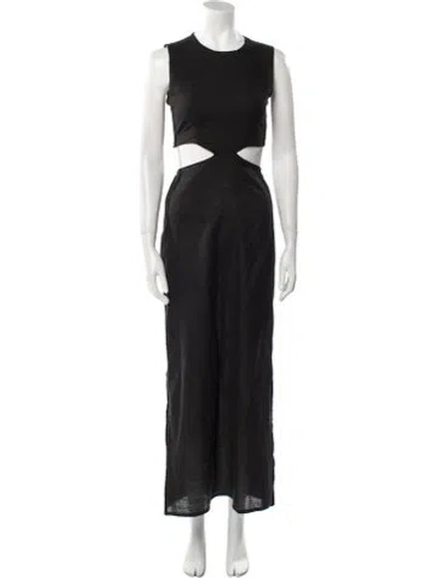 Pre-owned The Lulo Project Crew Neck Long Dress In Black