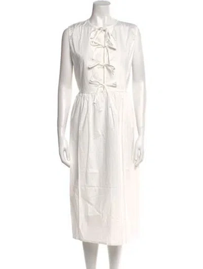Pre-owned The Lulo Project Crew Neck Midi Length Dress W/ Tags In White