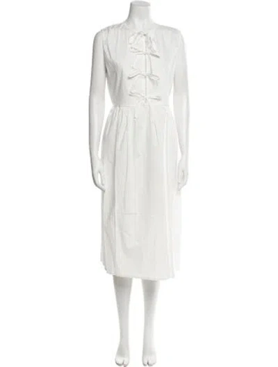 Pre-owned The Lulo Project Crew Neck Midi Length Dress W/ Tags In White