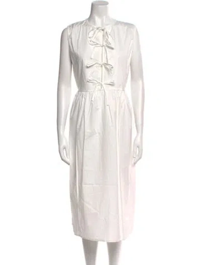 Pre-owned The Lulo Project Crew Neck Midi Length Dress In White