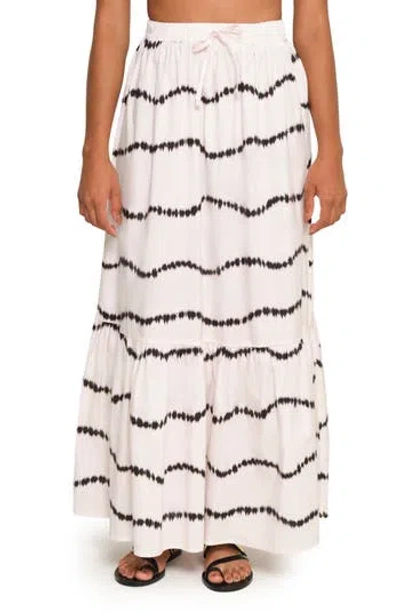 The Lulo Project Crustacean Stretch Cotton Maxi Skirt In Beige Waves