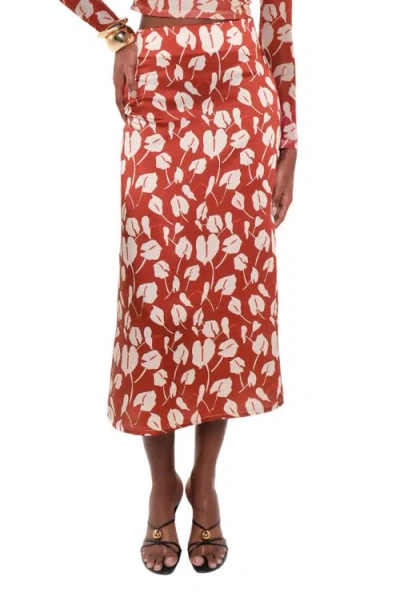 The Lulo Project Danna Printed Midi Skirt In Pink