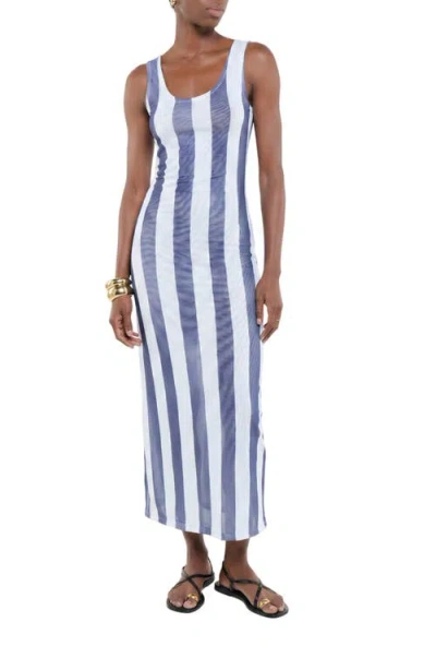 The Lulo Project Elaine Stripe Sleeveless Maxi Dress In Blue