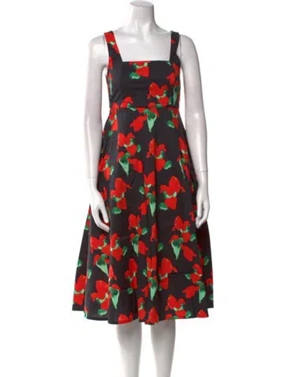 Pre-owned The Lulo Project Floral Print Long Dress In Black