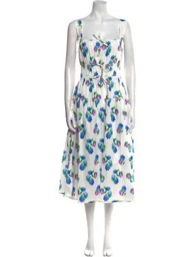 Pre-owned The Lulo Project Floral Print Long Dress In Neutral
