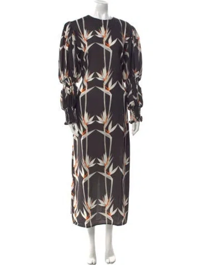 Pre-owned The Lulo Project Floral Print Long Dress W/ Tags In Black