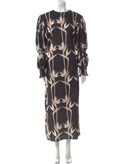 Pre-owned The Lulo Project Floral Print Long Dress W/ Tags In Black