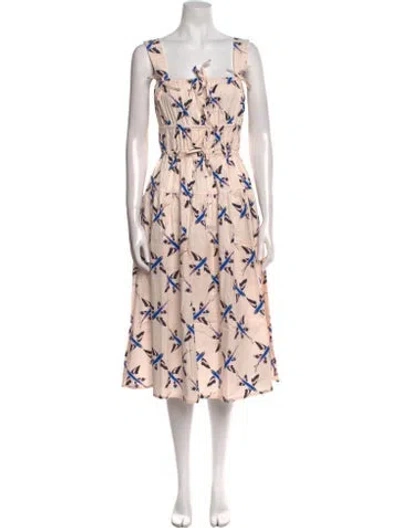 Pre-owned The Lulo Project Floral Print Midi Length Dress In Neutral