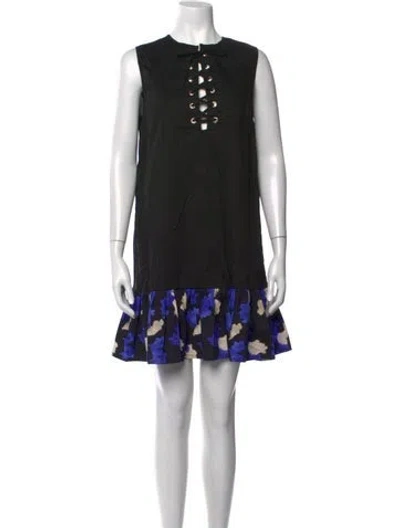 Pre-owned The Lulo Project Floral Print Mini Dress In Black