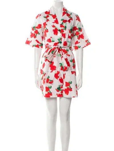 Pre-owned The Lulo Project Floral Print Mini Dress W/ Tags In Red