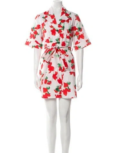 Pre-owned The Lulo Project Floral Print Mini Dress W/ Tags In Red