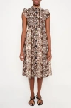 The Lulo Project Flying Pier Print Midi Dress In Brown