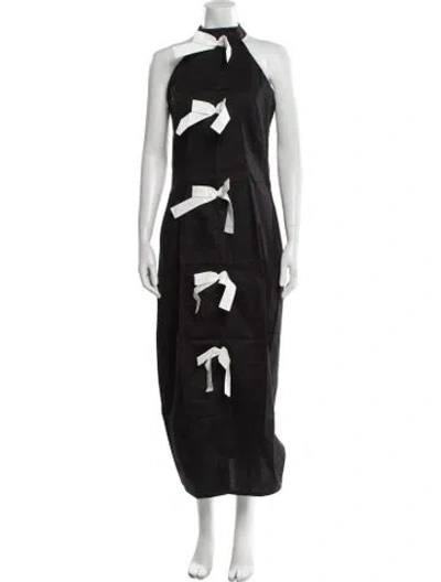 Pre-owned The Lulo Project Graphic Print Long Dress W/ Tags In Black