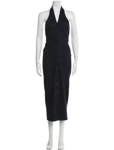 Pre-owned The Lulo Project Halterneck Midi Length Dress W/ Tags In Blue