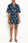 The Lulo Project Harbor Stretch Cotton Shirtdress In Under The Spray Black
