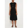 The Lulo Project Hortensia Tie Front Stretch Cotton Midi Dress In Black
