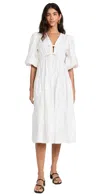 The Lulo Project Lilies Tie Front Stretch Cotton Midi Dress In Crudo