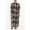 The Lulo Project Makeda Print Long Sleeve Maxi Dress In Birds Of Paradise Black