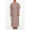 The Lulo Project Makeda Print Long Sleeve Maxi Dress In Brown Zebra