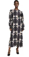 The Lulo Project Makeda Print Long Sleeve Maxi Dress In Birds Of Paradise Black