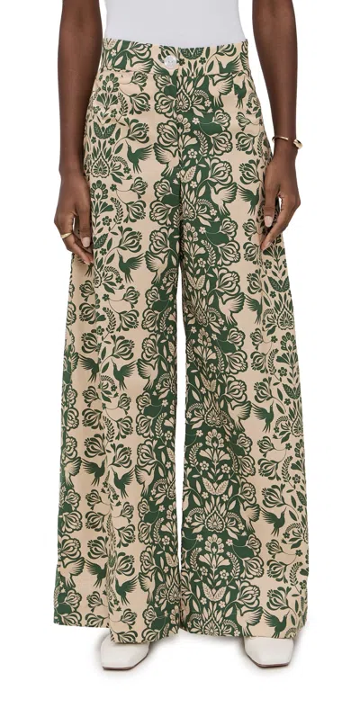 The Lulo Project Michelle Pants Green Folk Paisley