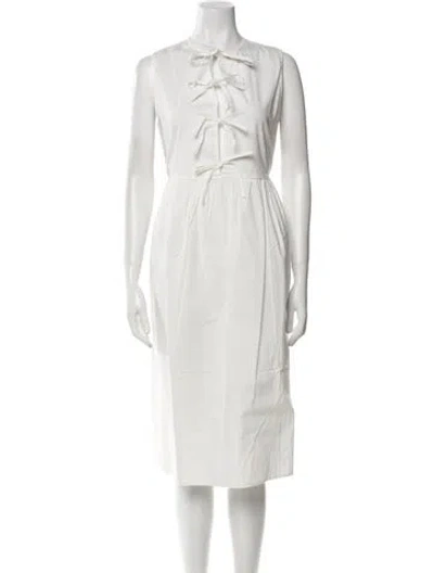 Pre-owned The Lulo Project Mock Neck Midi Length Dress W/ Tags In White