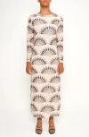 The Lulo Project Nellas Paisley Long Sleeve Mesh Maxi Dress In White