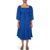 The Lulo Project New Bahia Tiered Cotton Midi Dress In Blue