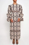 The Lulo Project New Makeda Paisley Long Sleeve Crepe Maxi Dress In Multi