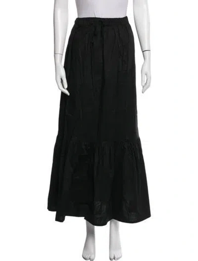 Pre-owned The Lulo Project Pleated Accents Long Skirt In Black