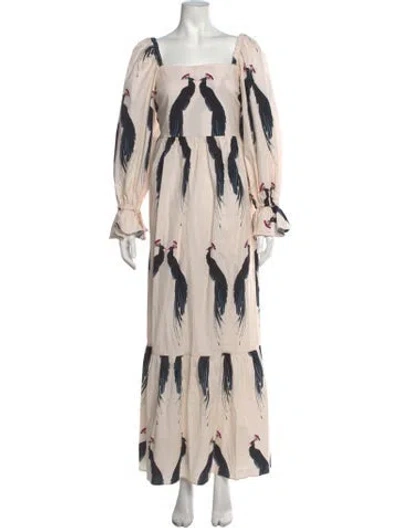 Pre-owned The Lulo Project Printed Long Dress In Neutrals