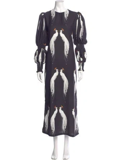 Pre-owned The Lulo Project Printed Long Dress In Purple
