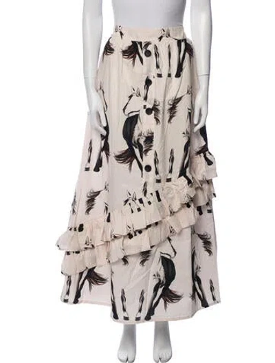 Pre-owned The Lulo Project Printed Long Skirt In Neutral