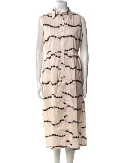 Pre-owned The Lulo Project Printed Midi Length Dress In Neutral