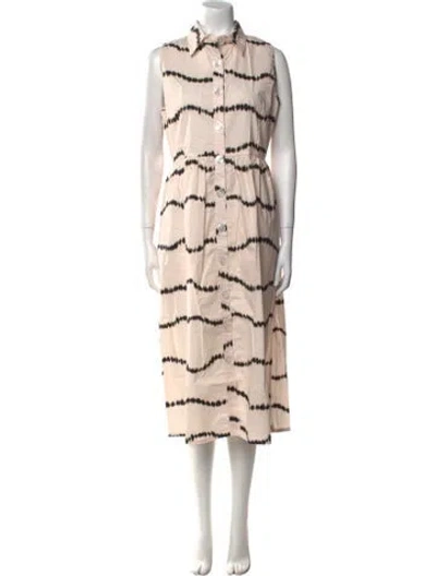 Pre-owned The Lulo Project Printed Midi Length Dress In Neutral