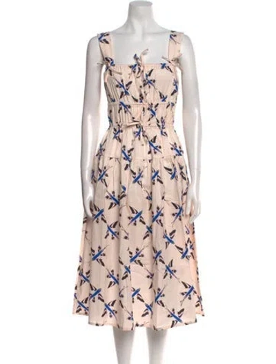 Pre-owned The Lulo Project Printed Midi Length Dress In Neutral
