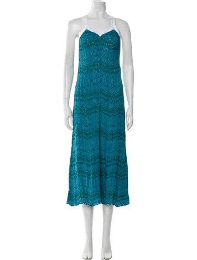 Pre-owned The Lulo Project Printed Midi Length Dress W/ Tags In Green
