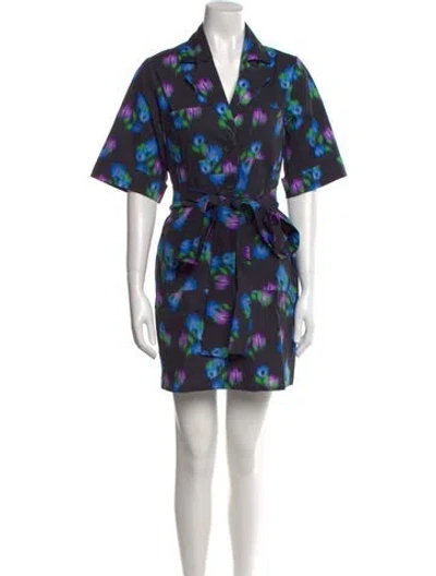 Pre-owned The Lulo Project Printed Mini Dress W/ Tags In Black