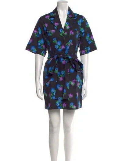 Pre-owned The Lulo Project Printed Mini Dress W/ Tags In Black