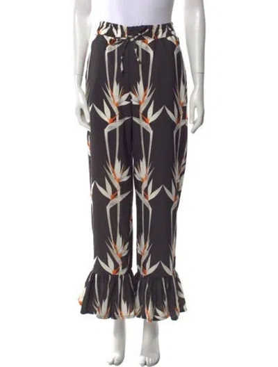 Pre-owned The Lulo Project Printed Wide Leg Pants W/ Tags In Black