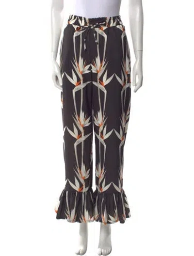 Pre-owned The Lulo Project Printed Wide Leg Pants W/ Tags In Black