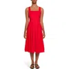 The Lulo Project Sea Stretch Cotton Midi Dress In Red